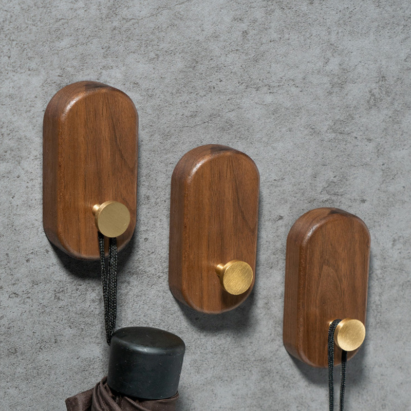 2/1pcs Walnut Wood Brass Hook  - Home Decor Ikea บทวิจารณ์และราคา