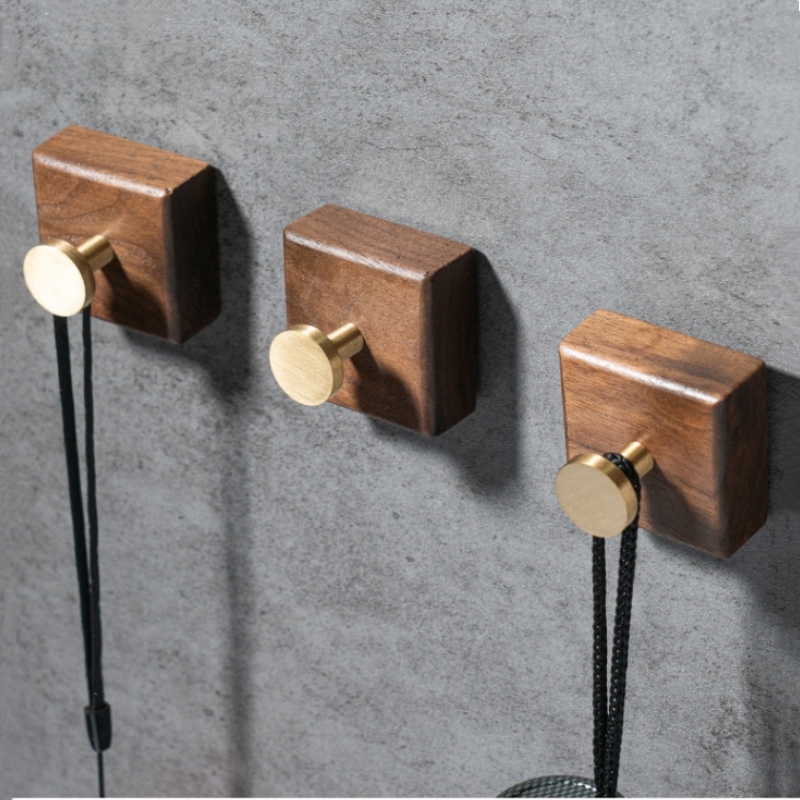 2/1pcs Walnut Wood Brass Hook  - Home Decor Ikea บทวิจารณ์และราคา