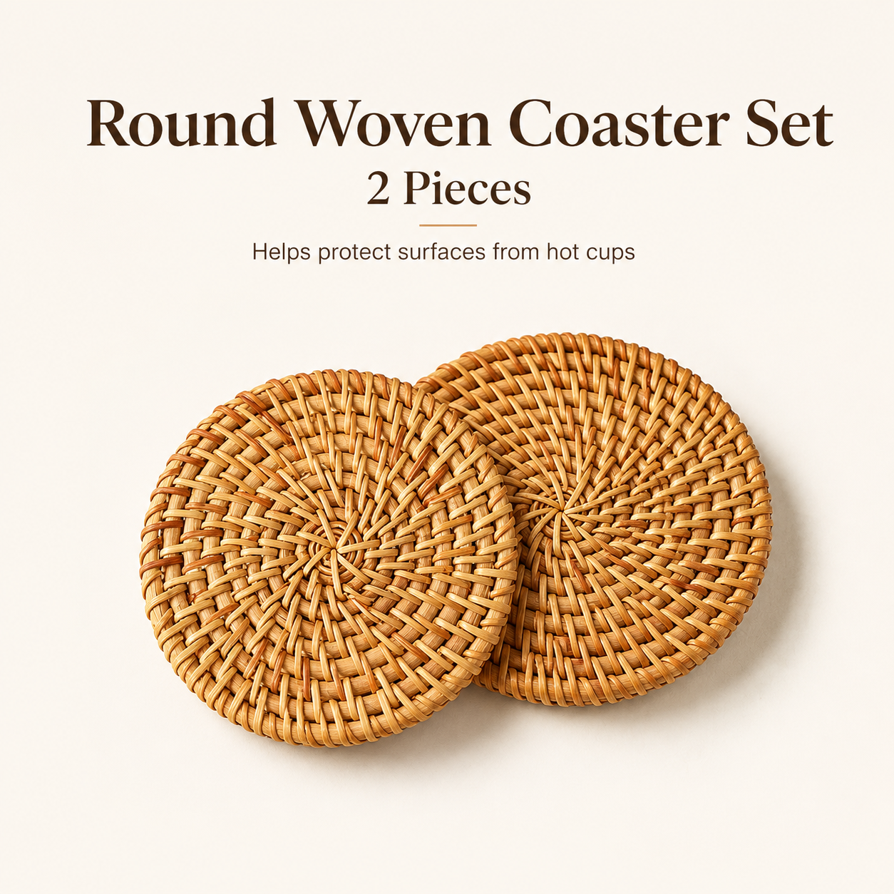 2PCS Round Rattan Coaster Set  - Home Decor Rattan บทวิจารณ์และราคา