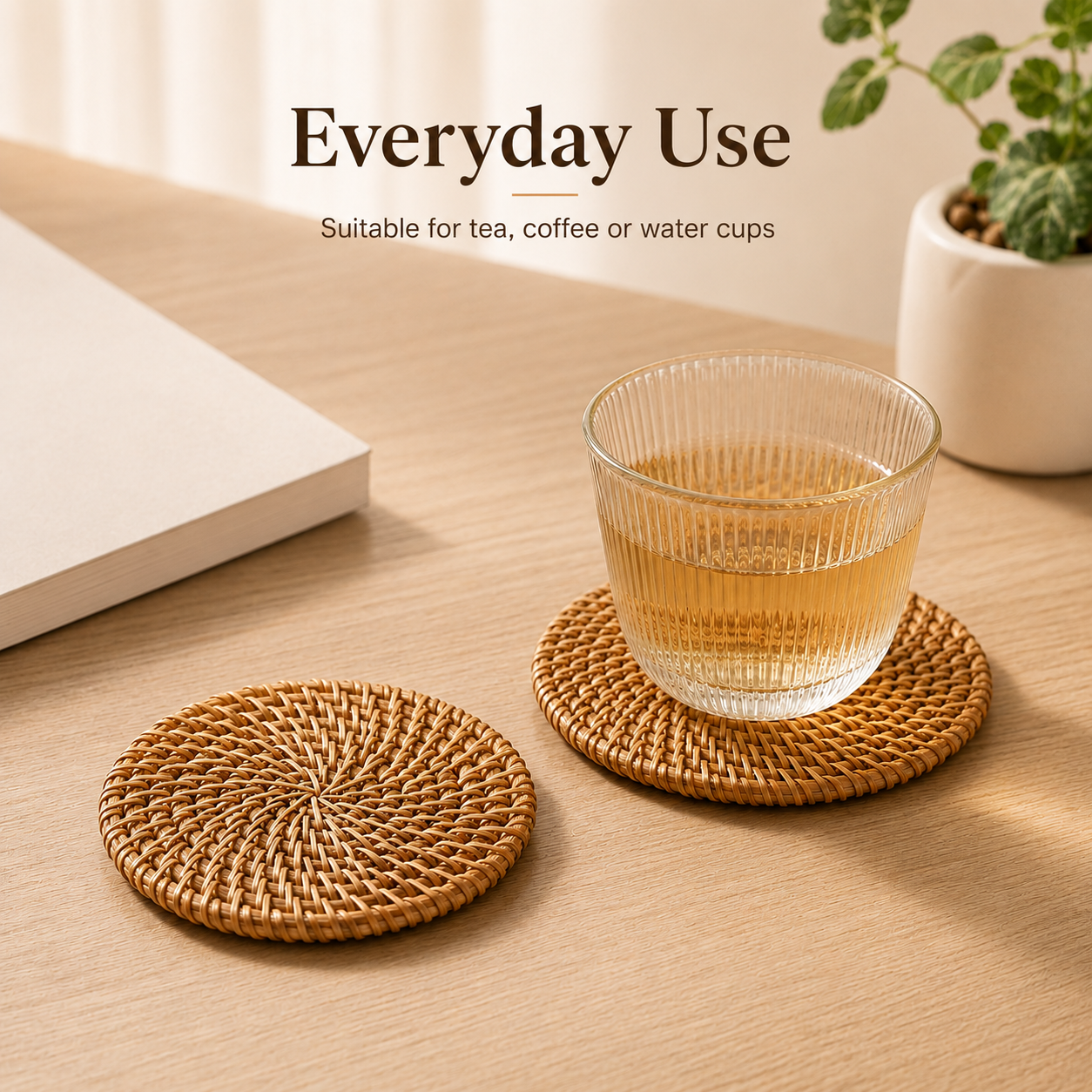 2PCS Round Rattan Coaster Set  - Home Decor Rattan บทวิจารณ์และราคา