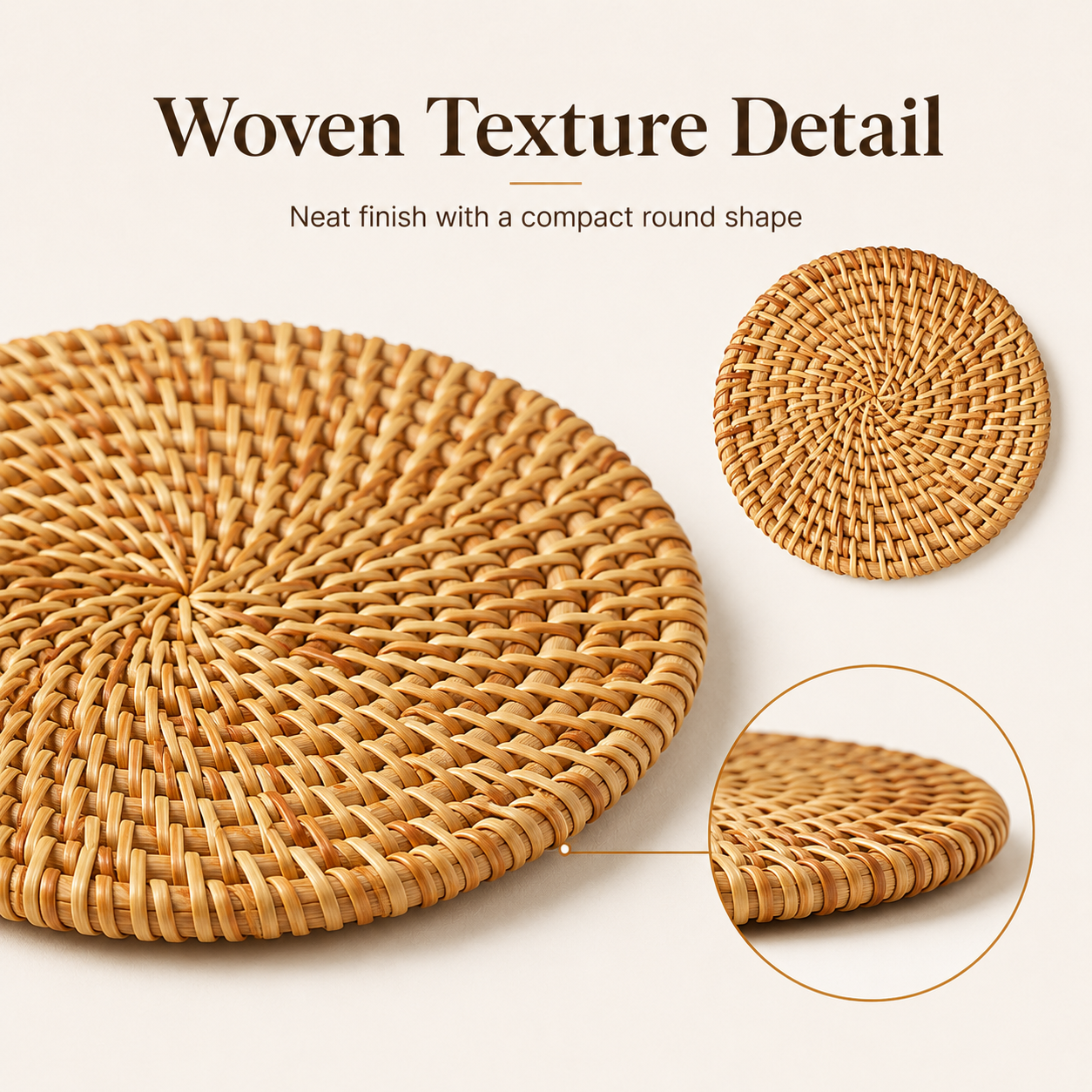 2PCS Round Rattan Coaster Set  - Home Decor Rattan บทวิจารณ์และราคา