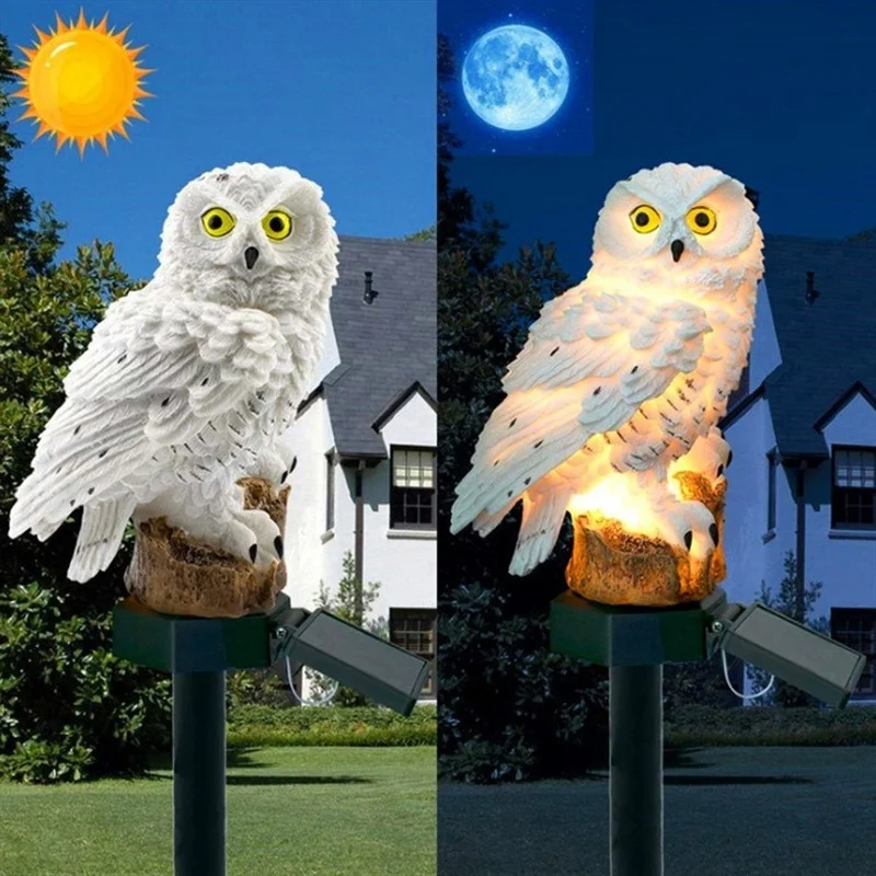 Solar Owl Statue Garden Light  - Home Decor Garden บทวิจารณ์และราคา