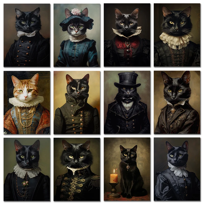 Vintage Renaissance Cat Portra - Home Decor Gothic บทวิจารณ์และราคา