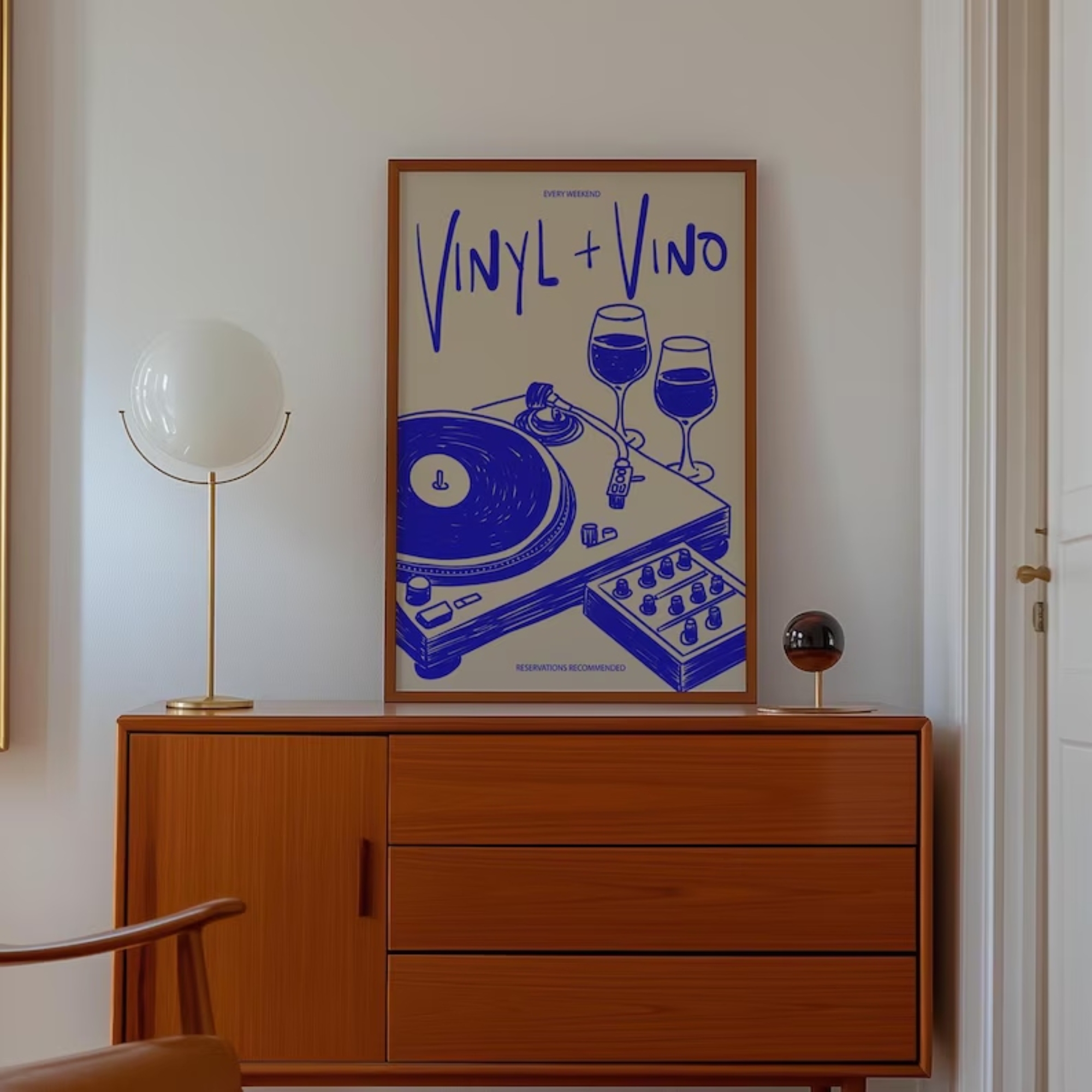 Vinyl & Vino Music Illustratio - Home Decor Online บทวิจารณ์และราคา