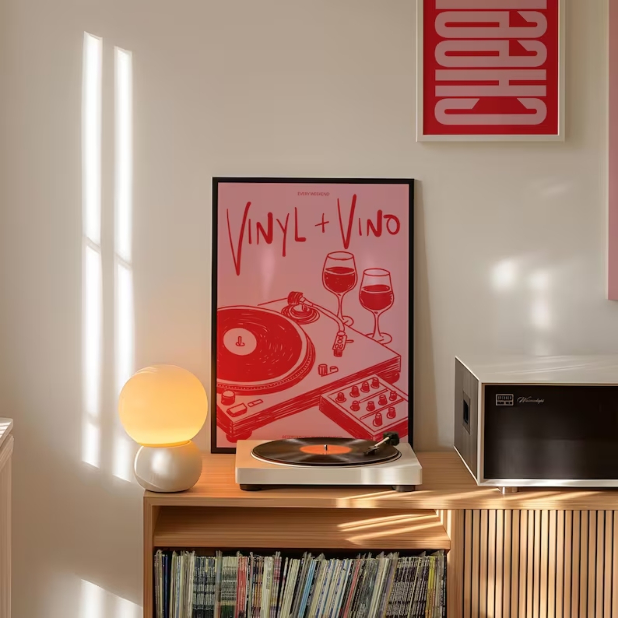 Vinyl & Vino Music Illustratio - Home Decor Online บทวิจารณ์และราคา