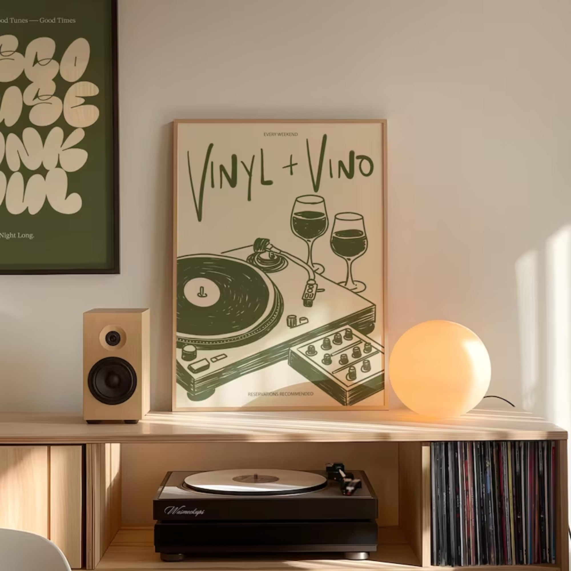 Vinyl & Vino Music Illustratio - Home Decor Online บทวิจารณ์และราคา