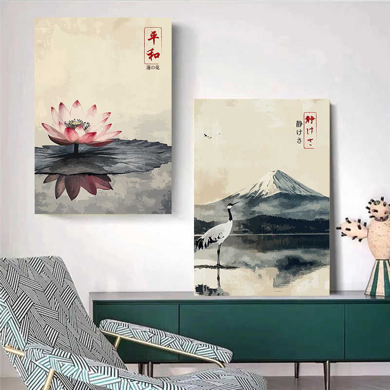 Japanese Vintage Posters Crane - Home Decor Japanese บทวิจารณ์และราคา