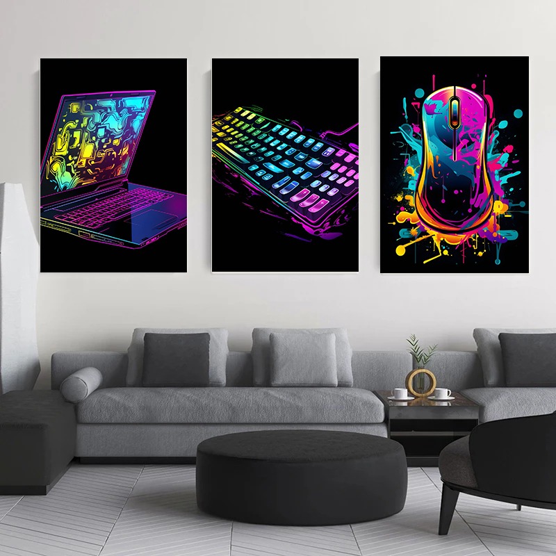 Watercolor Neon Video Game Pos - Home Decor Xbox Games บทวิจารณ์และราคา