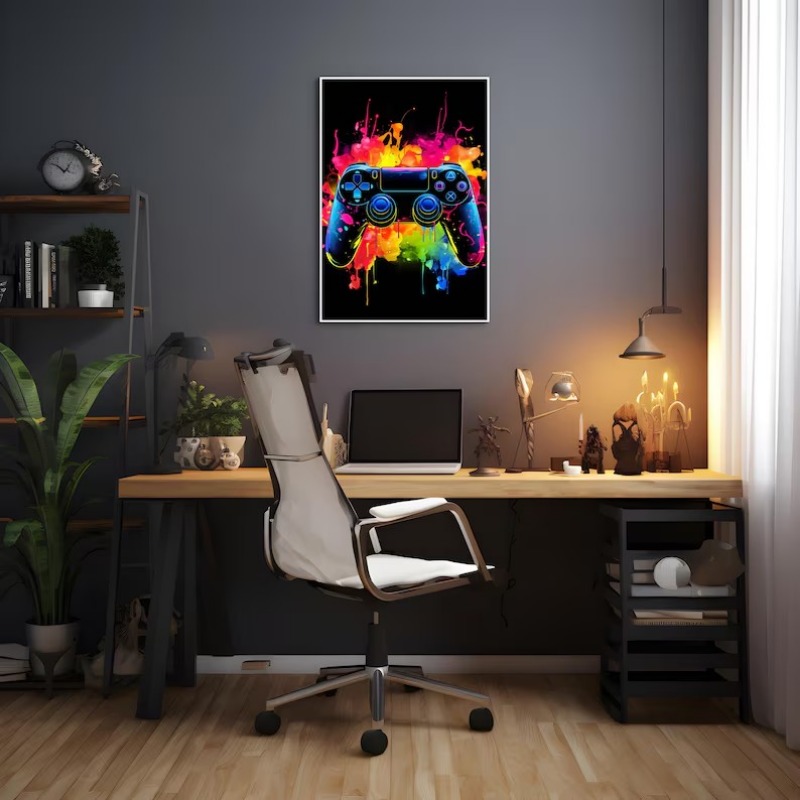 Watercolor Neon Video Game Pos - Home Decor Xbox Games บทวิจารณ์และราคา