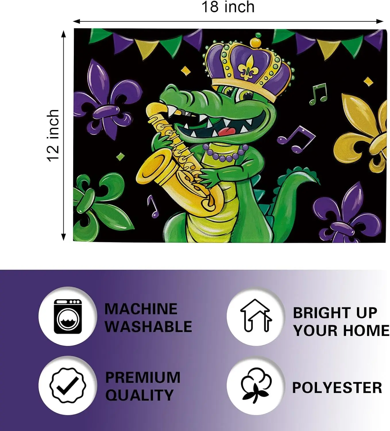 Mardi Gras Alligator Placemats - Home Decor New Orleans บทวิจารณ์และราคา